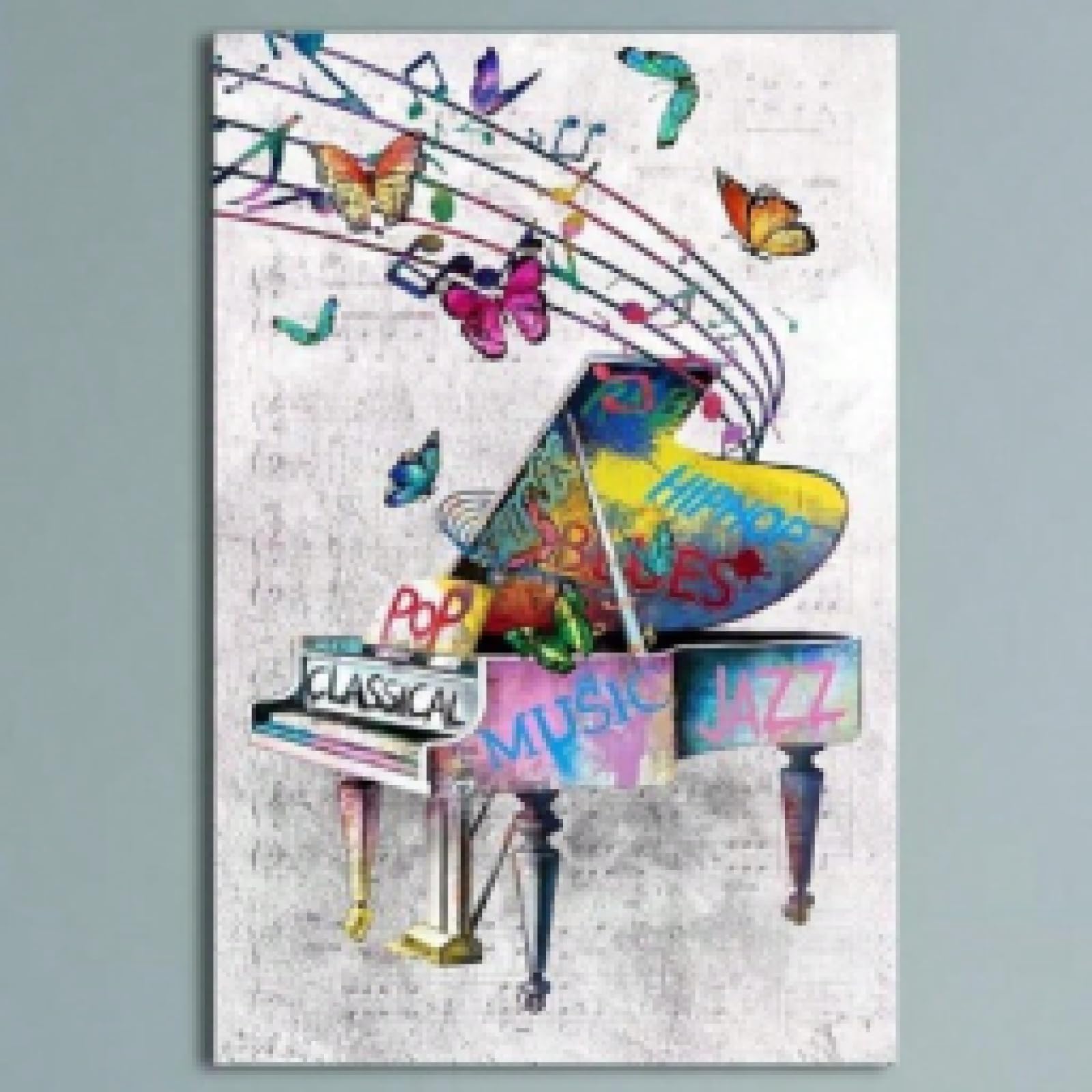 Toile graffiti musique grand format 80x120 cm avec châssis