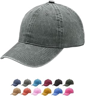 TSSGBL Vintage Cotton Washed Denim Adjustable Baseball Caps for Men Women, Unstructured Low Profile Plain Blank Dad Hat Grey