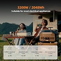 Vista 6 de Estación de energía portátil IEE P3200 de 3200 W, generador solar de 2048 Wh, carga de CA de 1800 W y carga solar de 1000 W, estación de energía