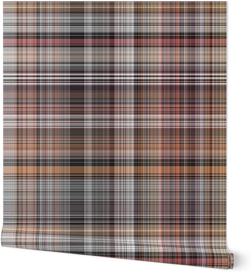 Peel & Stick Wallpaper 3ft x 2ft - Plaid Stripes Tartan Custom Removable Wallpaper by Spoonflower
