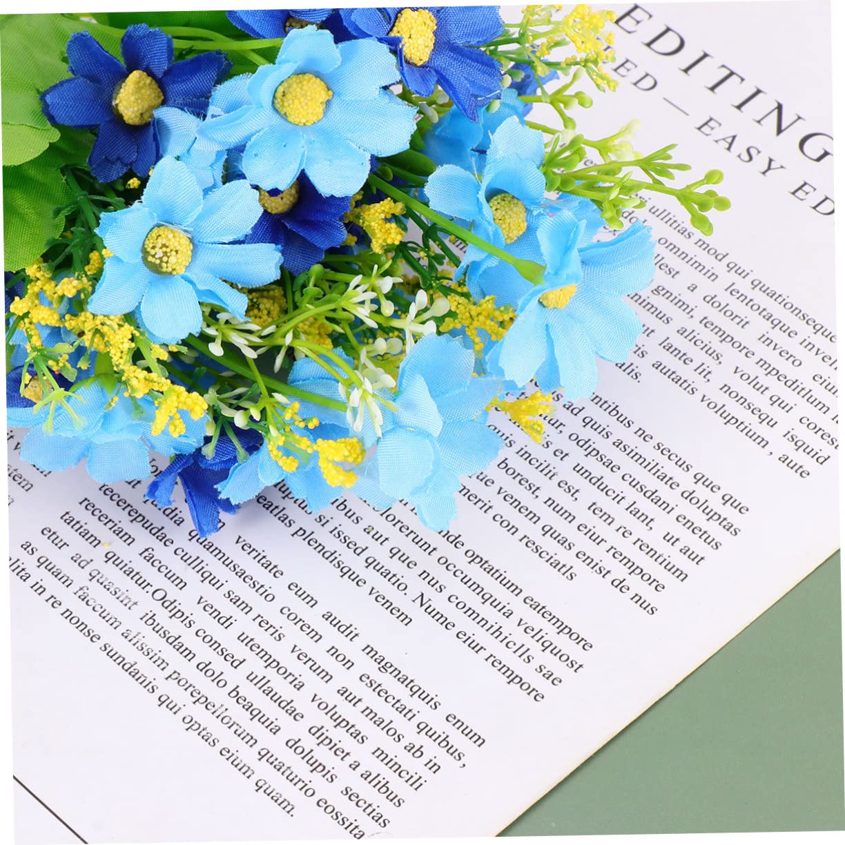 Levemolo 9stücke Köpfe Kunstblumen Strauß Kunststoff Margerite Für Hochzeiten Und Wohnräume Dekorative Blütenbündel Blau