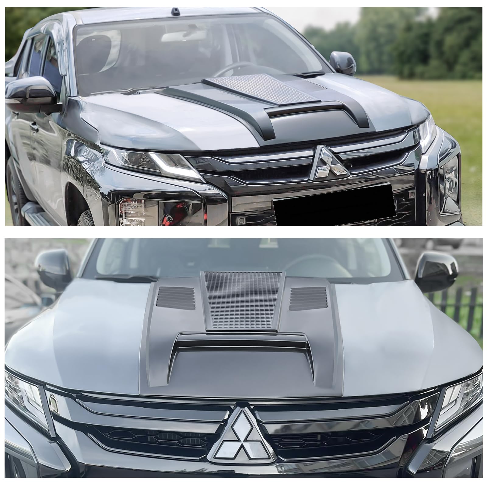 Pala para capó Mitsubishi L200 Triton 2019-2024, ABS capó accesorio todoterreno negro mate