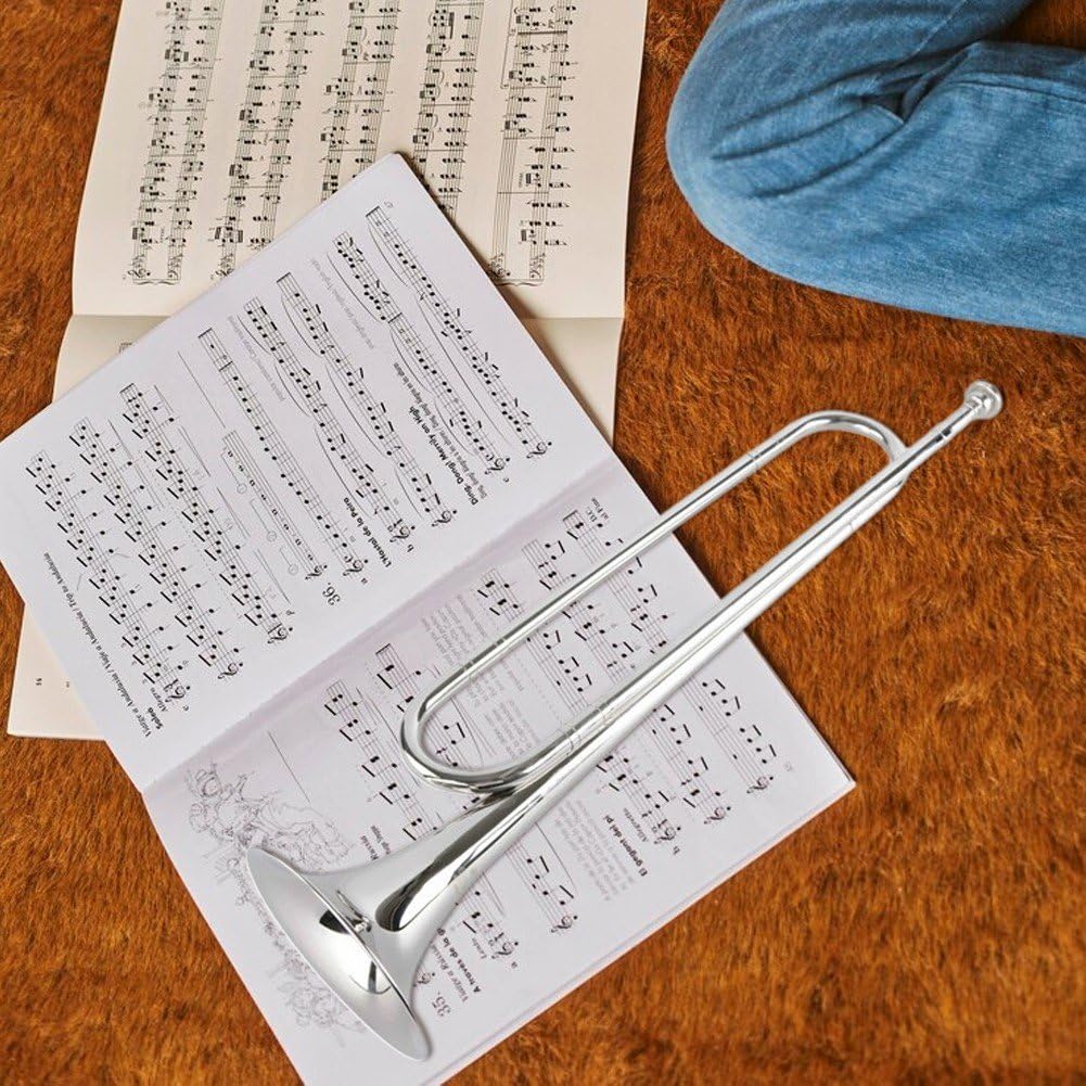Tromba a Tromba Piatta retrò con Bocchino Strumento Musicale in Ottone Corno Giovanile per Orchestra Militare di Cavalleria della Banda Scolastica