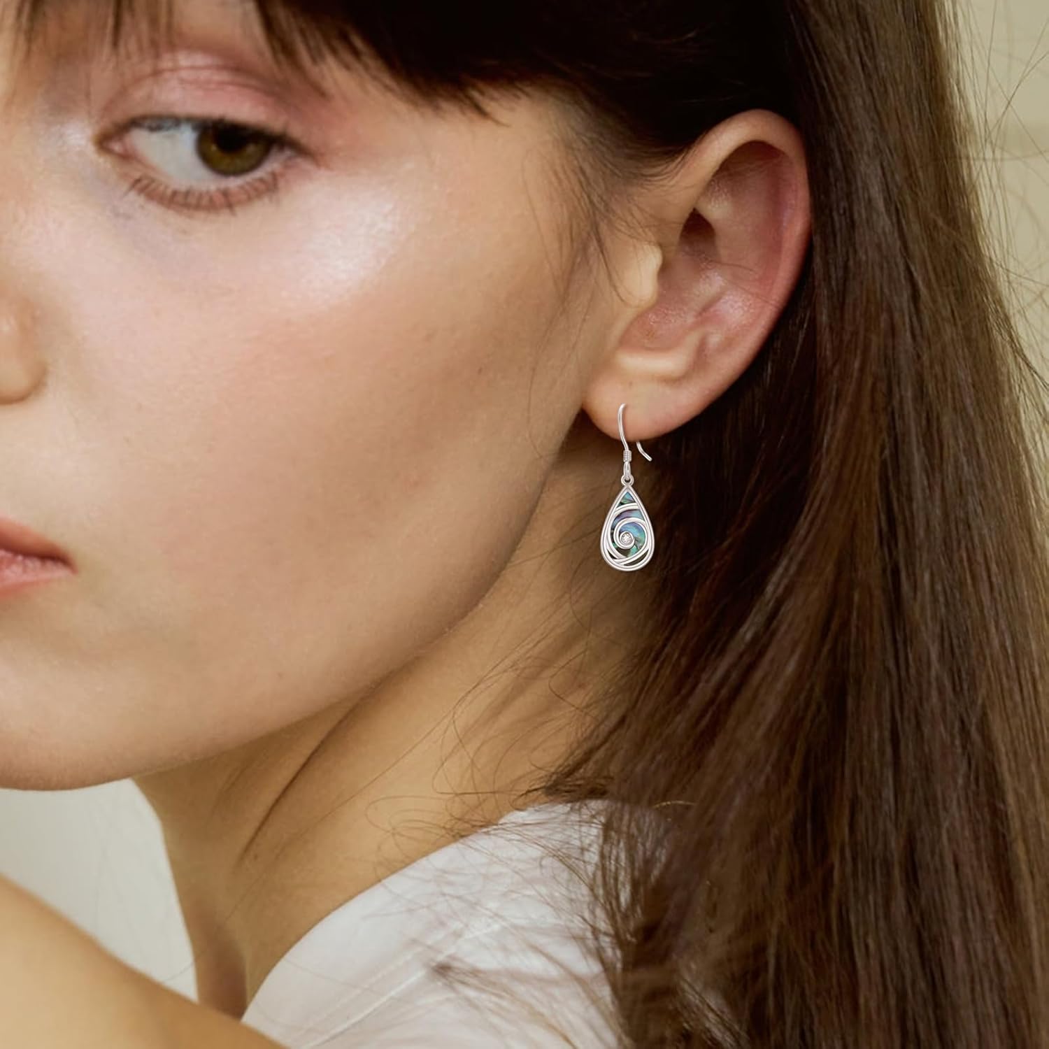 TANGPOET Abalone Shell Earrings for Women 925 Sterling Silver Swirl Hook Dangle Drop Earrings, Vacation Beach Jewelry, Gifts for Mothers Day Christmas Birthday - Image 3