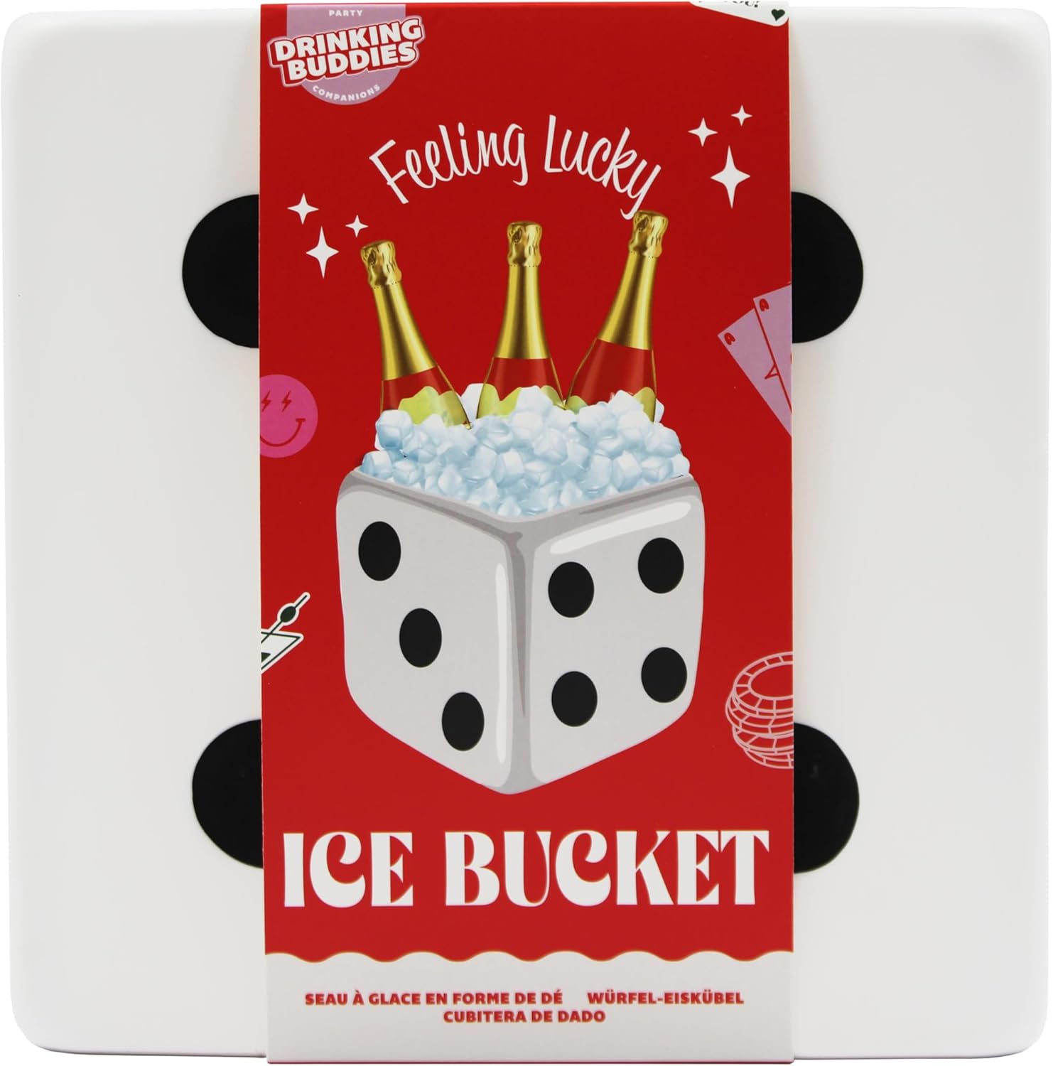 NPW Drinking Buddies Vegas Dice Ice Bucket – Dice Shaped Ice Bucket Cooler, Holds up to 3 Champagne Bottles, Perfect for Parties & Celebrations Las Vegas Party Decorations