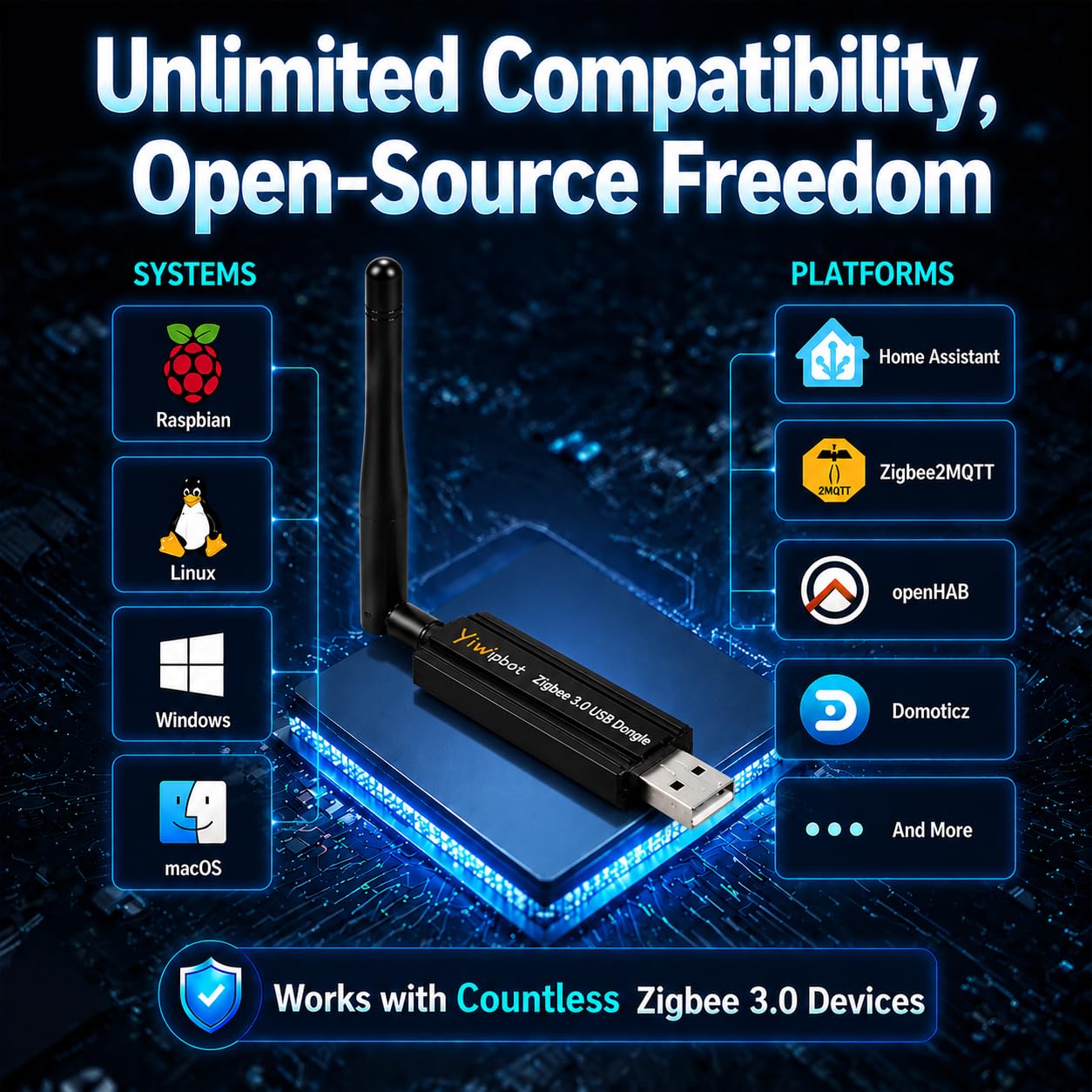 Zigbee 3.0 USB Dongle EFR32MG21, antenna 3dBi universale Zigbee Gateway Coordinatore per Home Assistant & Zigbee2MQTT
