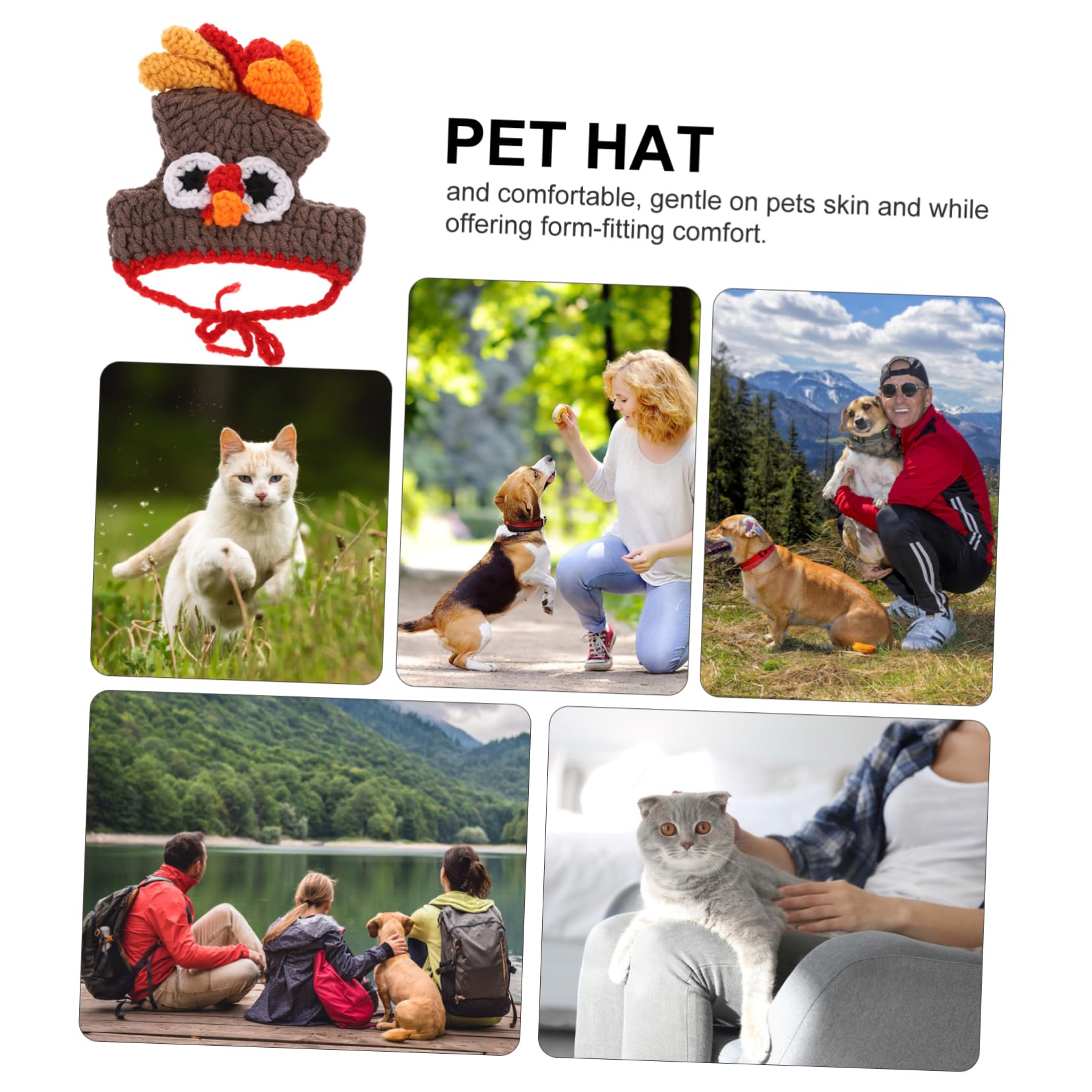 Cabilock 1pc Handmade Pet Knitted Turkey Hat for Dogs and Cats Soft Woolen Yarn Photo Prop for Thanksgiving Christmas Birthdays and Special Occasions