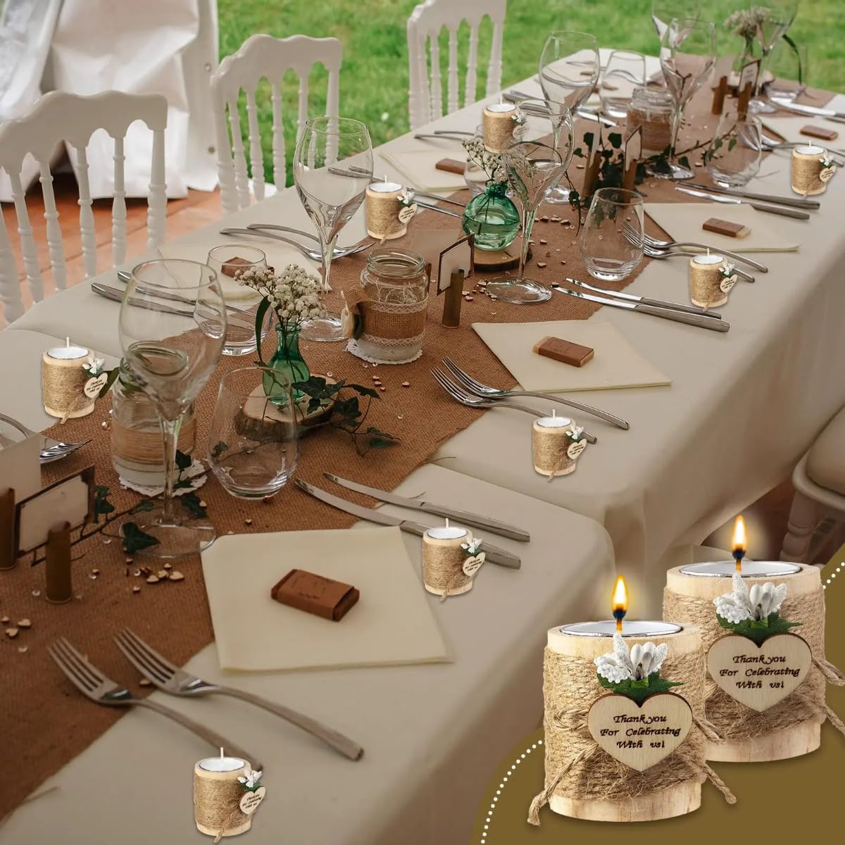 Portavelas de madera personalizado, vela de boda personalizada, portavelas para despedida de soltera, regalo de boda para invitados (10 piezas)