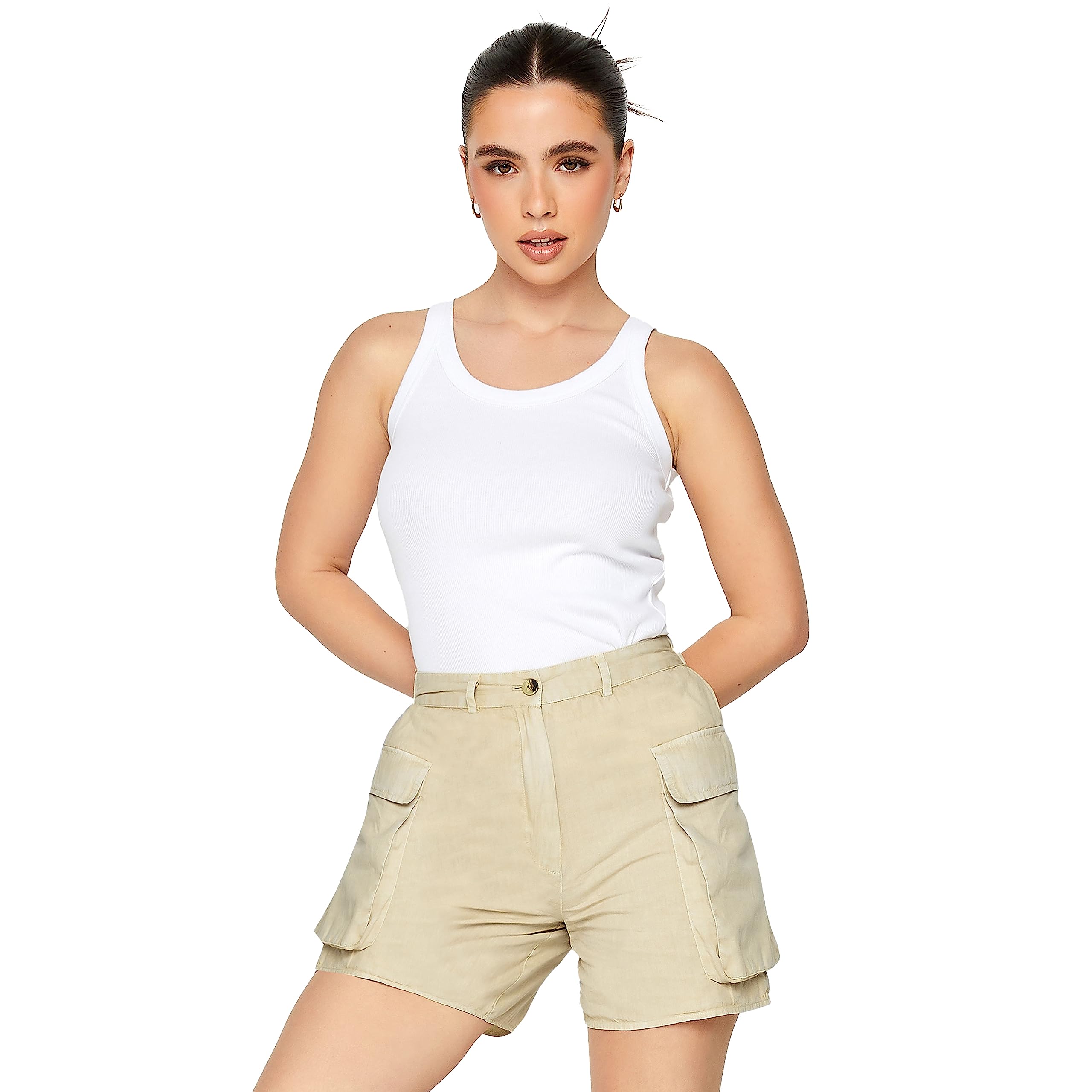 Pixiegirl Women's Camel Petite Cargo Shorts In | : Size 12