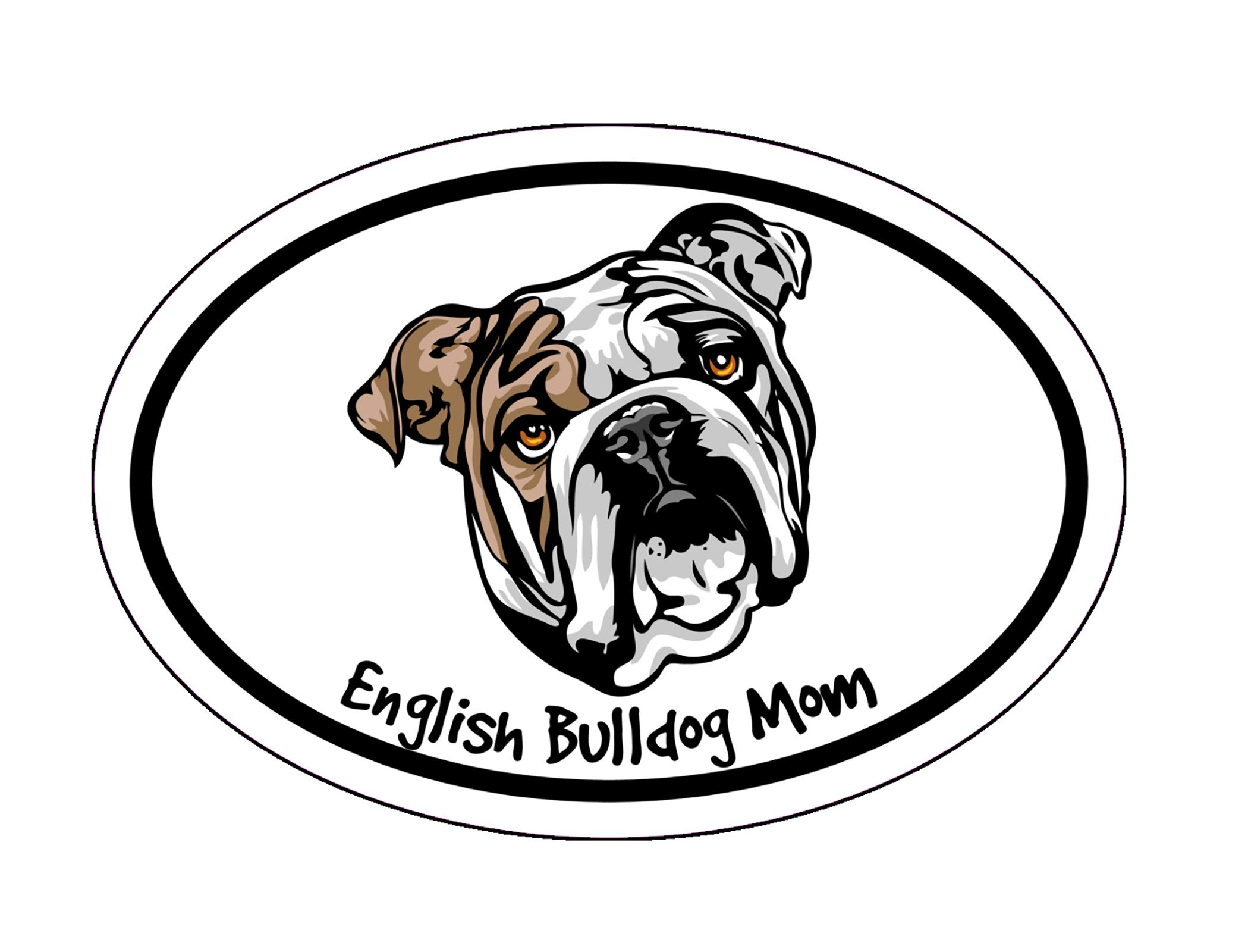 Sticker bulldog anglais mom ovale pour déclarer votre amour canin