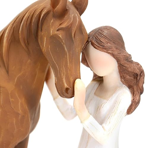 Miniatura 3 de Regalos de Caballos para Niñas y Mujeres - Figurina de Niña Abrazando Caballos Regalos para Mujeres Amantes de los Caballos Esculpida Pintada a Mano
