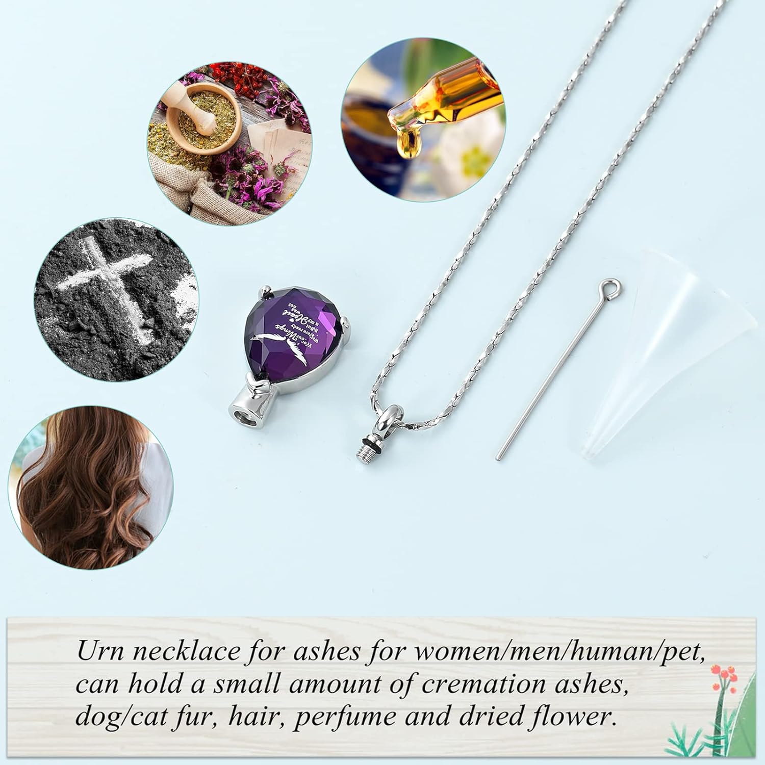 Imrsanl 遺灰ペンダント用火葬ジュエリー - クリスタルティアドロップ骨壺ネックレス レディース メンズ 記念品 遺灰ジュエリ