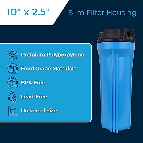 Miniatura 2 de SpiroPure Carcasa de filtro de agua de 10 x 2.5 pulgadas, carcasa estándar delgada de 10 pulgadas 10 x 2.5 pulgadas, NPT de 12 pulgadas