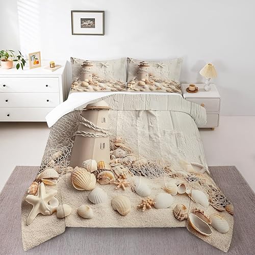 Miniatura 3 de Erosebridal Juego de edredón náutico, juego de edredón de playa de mar tamaño individual para niños, adolescentes y adultos, moderno juego de ropa