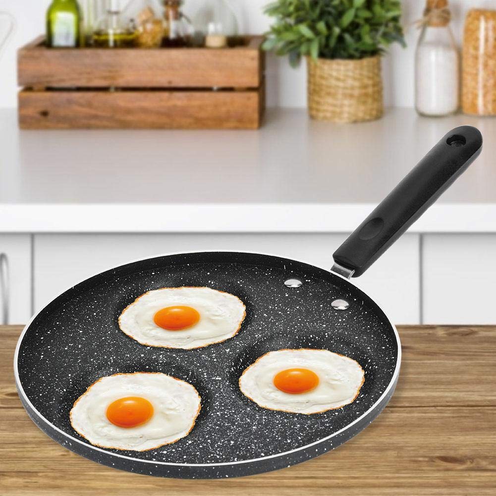 3 Cup Egg Frying Pan, Non-Stick Aluminum Omelette Poached Egg Cooker Ring Sandwich Maker for Household Kitchen Cooking