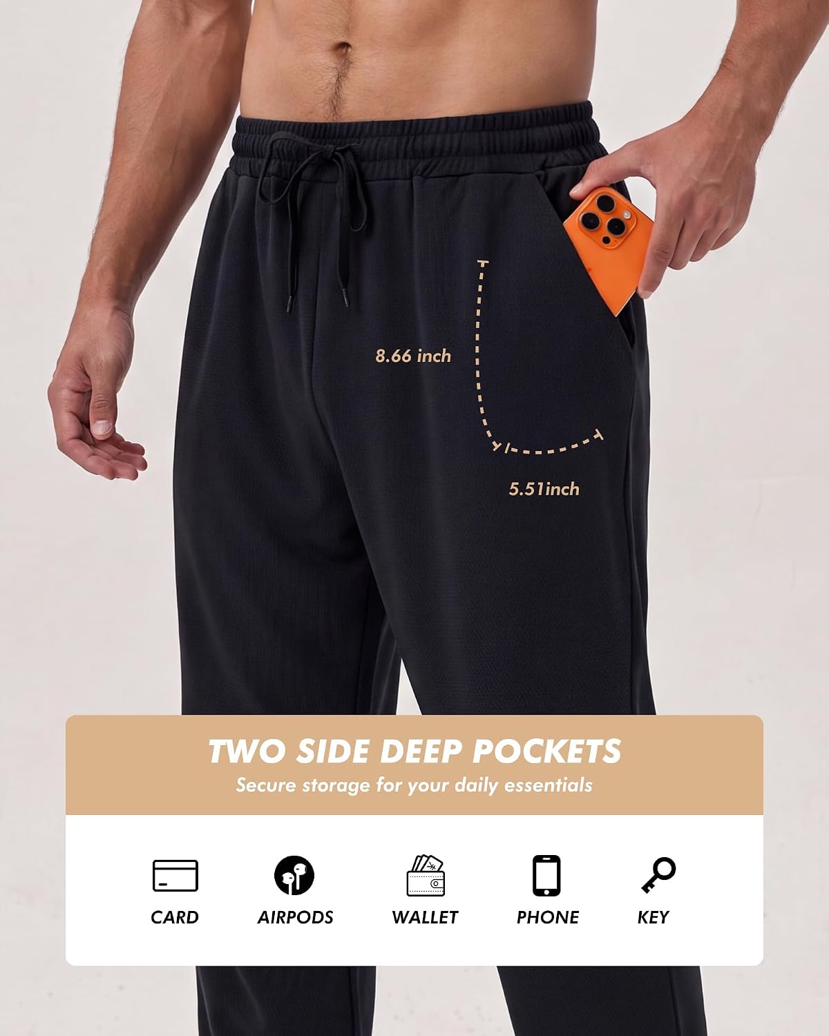 5 Pack Men's Sweatpants with Pockets - Mesh Open Bottom Athletic Pants