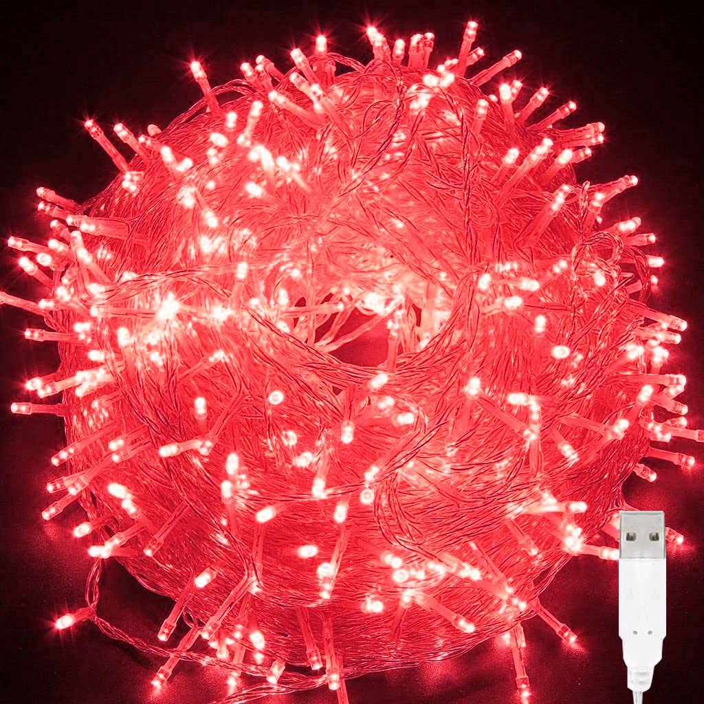 zhonghua Fairy Lights, 10M 80LED Indoor Fairy Lights Indoor Outdoor Rope Fairy String Lights USB Fairy String Christmas Tree (Red)