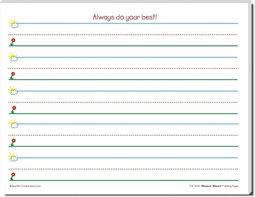 Teacher Created Resources 76501 Smart Start K-1 - Papel de escritura 100 hojas, color blanco