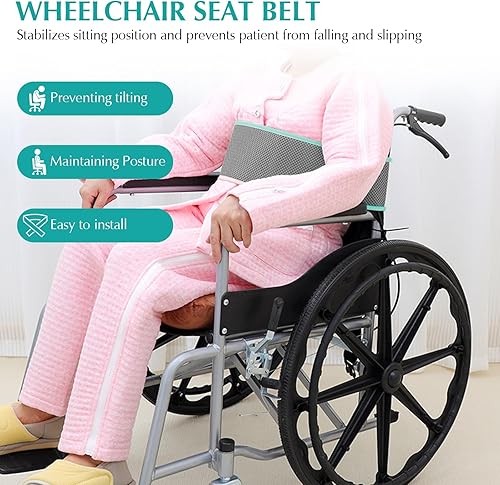 Miniatura 2 de Cinturón de seguridad para silla de ruedas, arnés de seguridad ajustable, cinturón de sujeción de posicionamiento, cinturón de cojín antideslizante