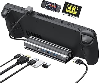 MoKo Docking Station for Steam Deck & ROG Ally, 6 in 1 Steam Deck Dock with HDMI 2.0 4K@60Hz, Gigabit Ethernet, 3*USB 3.0, 100W Fast Charge, USB C Docking Station Hub for ROG Ally/Steam Deck/iPad Pro