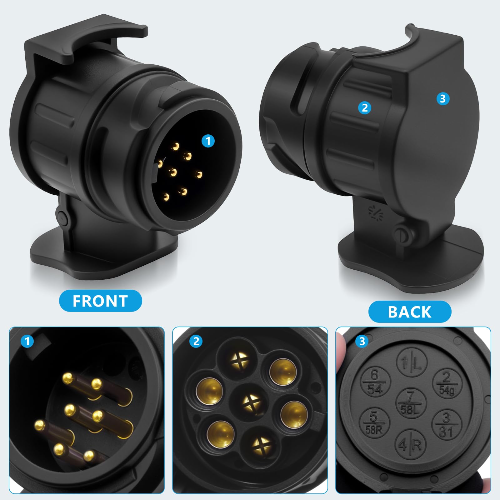 Adattatore Presa Rimorchio Preis-Zone Da 13 A 7 Pin, 12/24V, Resistente Agli Agenti Atmosferici