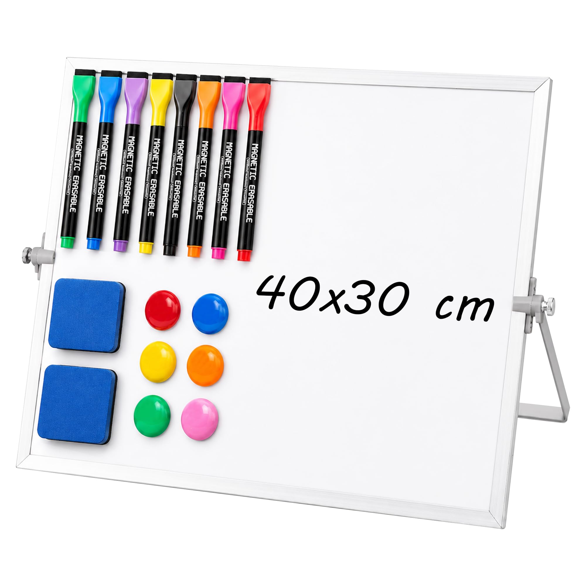 JEFURE A3 Dry Erase Whiteboard with Stand, 40 x 30 cm, Aluminium Frame