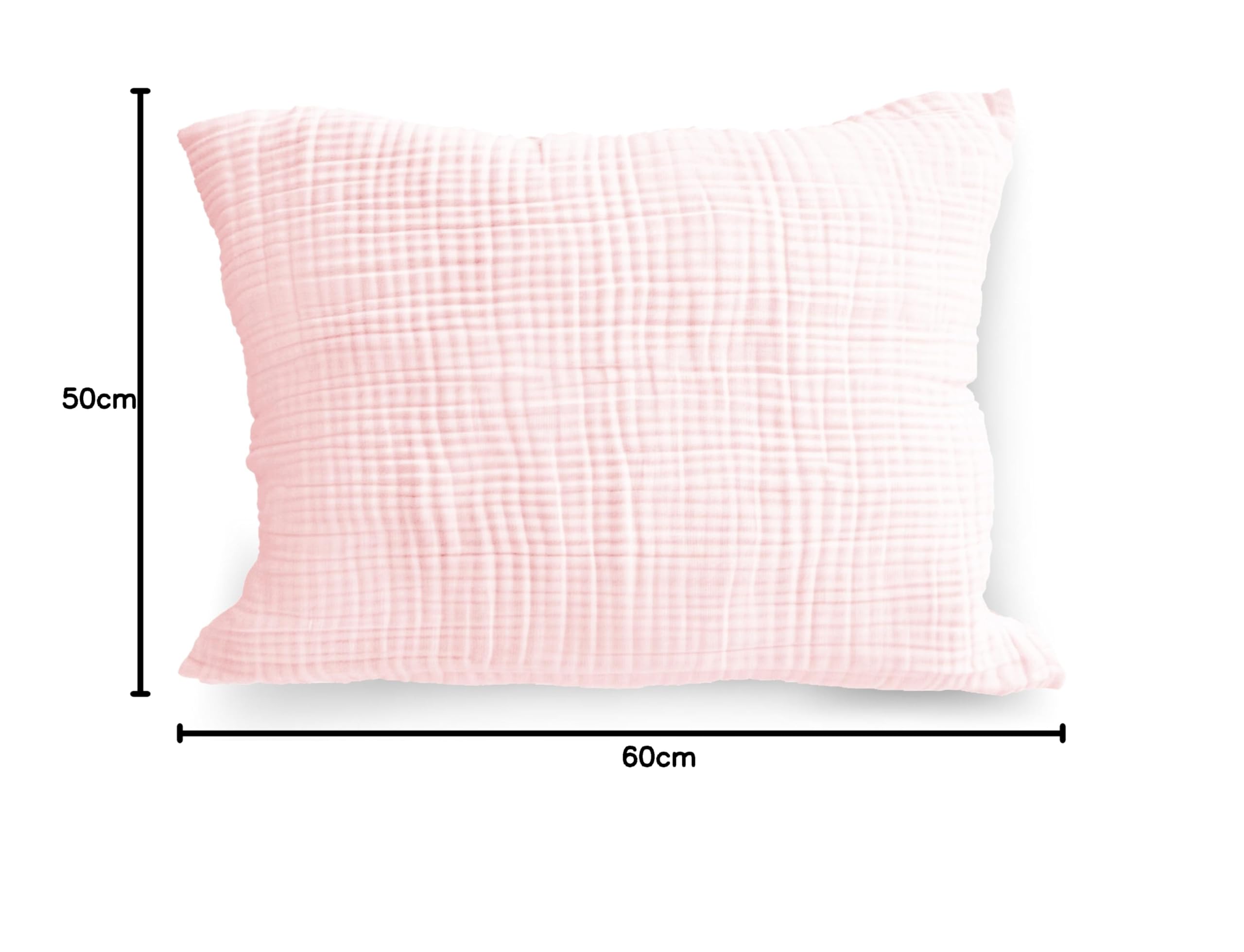 PinkZebra 50 x 60 cm Funda de almohada de muselina orgánica, con certificado ÖkoTex, de 100 % algodón orgánico, funda de cojín de muselina, funda con cremallera, fabricada en la UE, rosa bebé