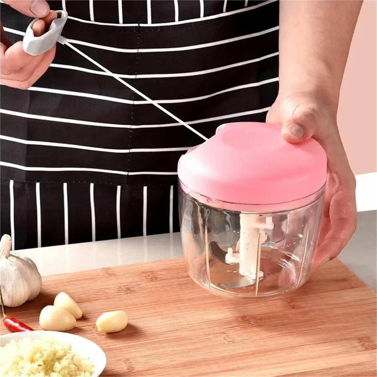 Potato Masher Onion Slicer Vegetable Fruit Chopper Cutter Garlic Press Meat Grinders Kitchen Baking Accessories(900ML White)