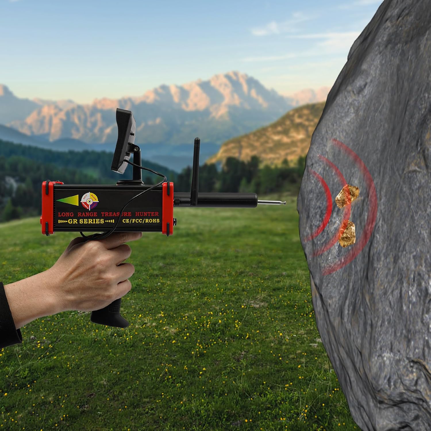 Metal Detector, 25m Deep Underground Metal Detector Scanner Device with LED Display Search Range 1000m Detects Gold, Silver, Copper and Diamonds