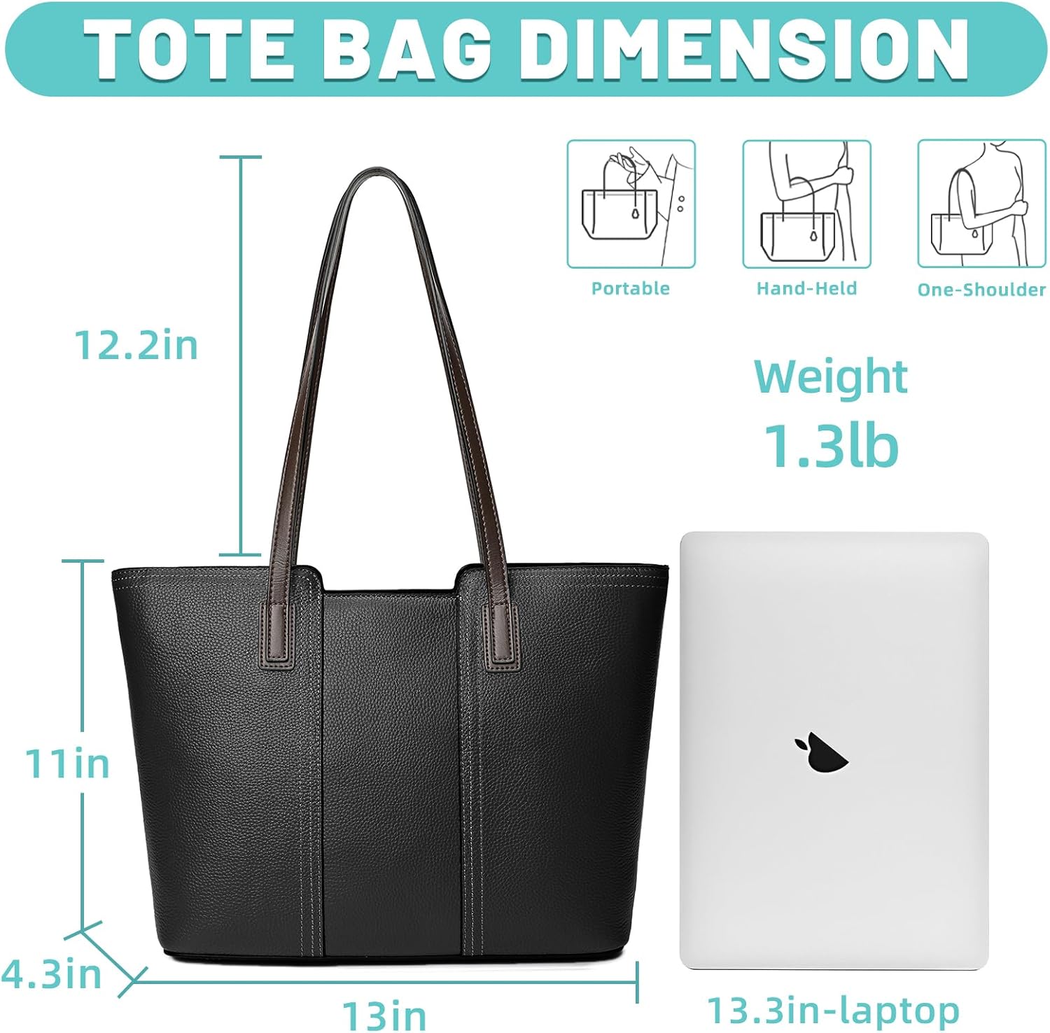 Women's Genuine Leather Tote Handbag Large Capacity Pocketbook Purse - Image 8