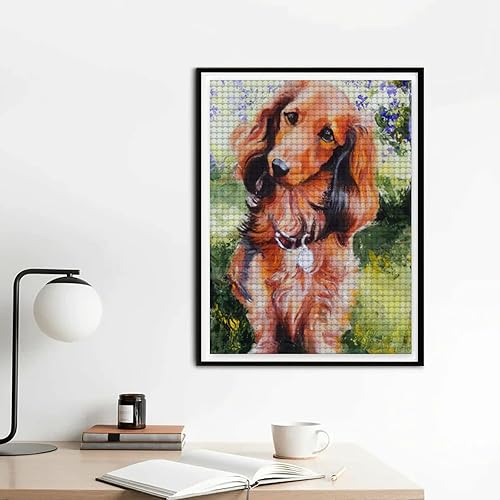 Miniatura 3 de Kits de pintura de diamantes 5D para adultos, pintura de diamante de perro salchicha de acuarela, lindo cachorro, perro, taladros completos,