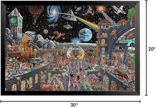 Miniatura 3 de buyartforless - Póster enmarcado de ecos del lado oscuro de la luna, 50 canciones de Pink Floyd por Tom Masse 30 x 20 pulgadas, impresión musical de