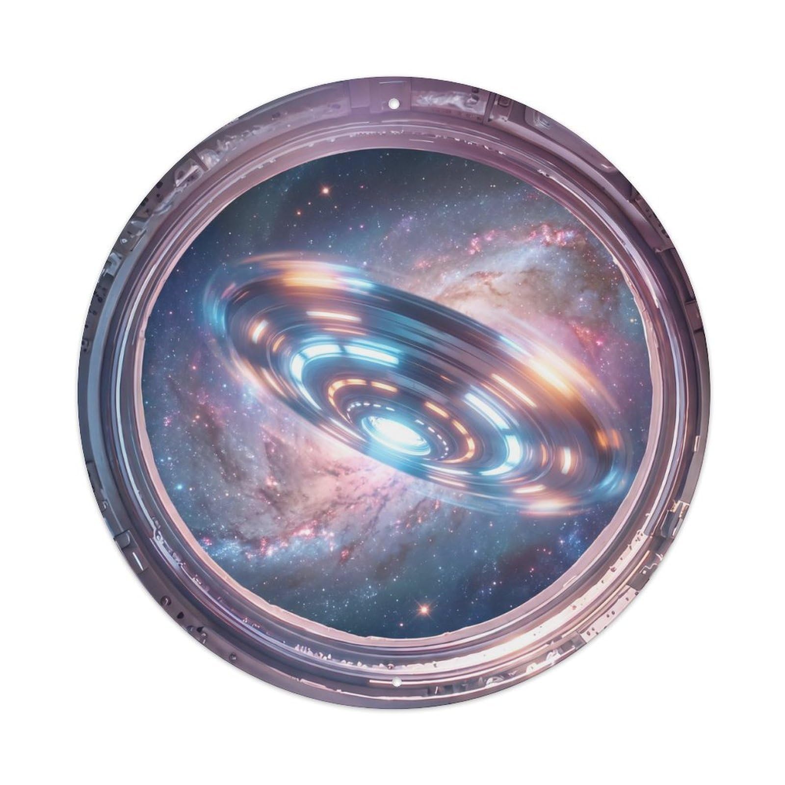 Spinning Saucer from Space Station Porthole Metal Tin Sign