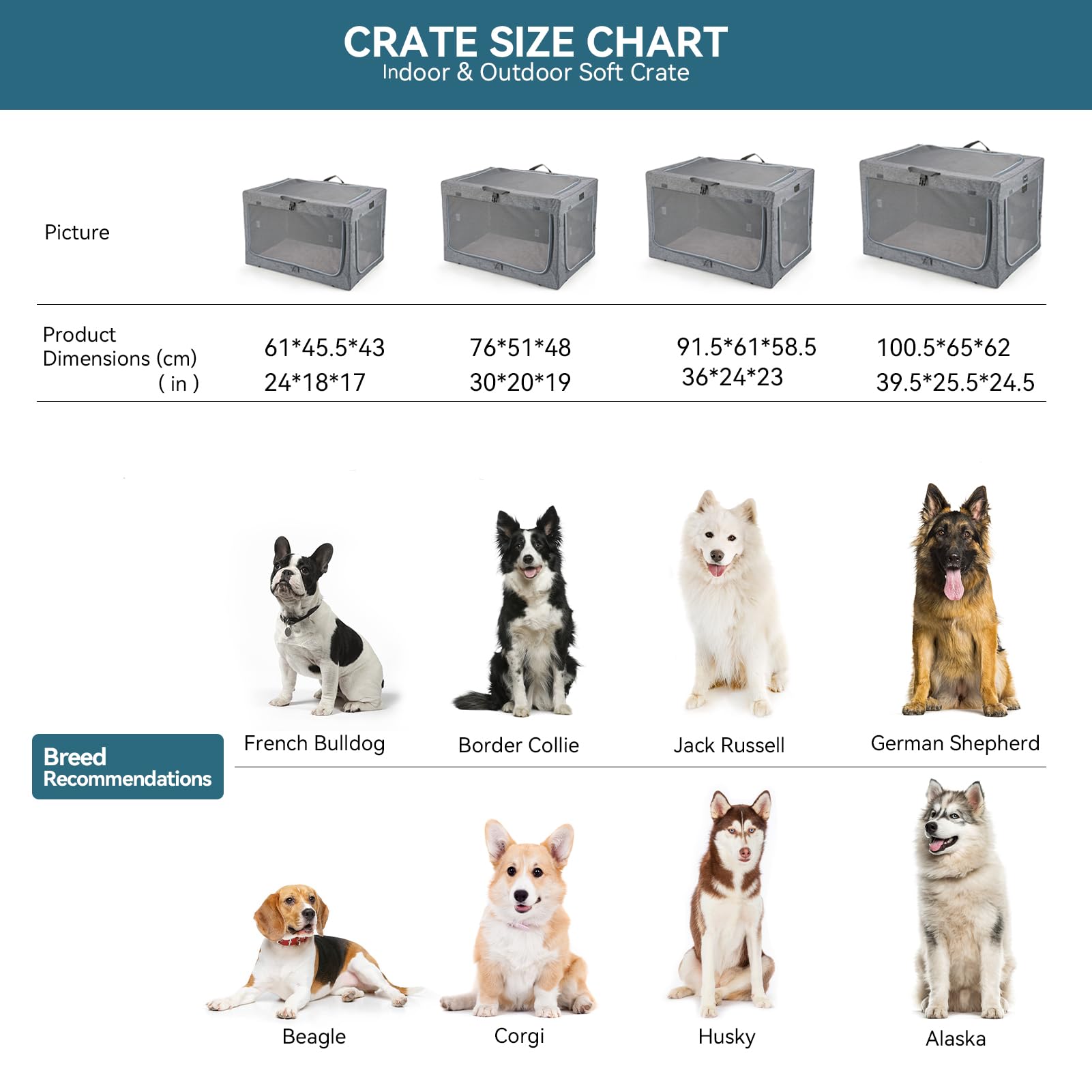 Petsfit trasportino morbido per cani, design strutturale regolabile, Gabbia per cani pieghevole, con tappetino spesso per interno e esterno,Grigio, 76x50x49CM