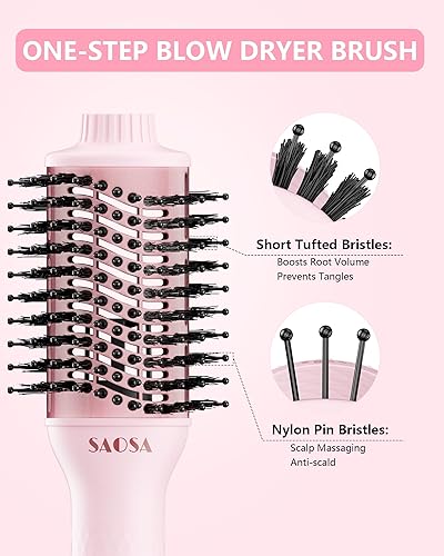 Miniatura 5 de Cepillo secador de pelo, cepillo secador de pelo en uno, secador de pelo 4 en 1 y voluminizador con barril de titanio de cerámica antiencrespamiento