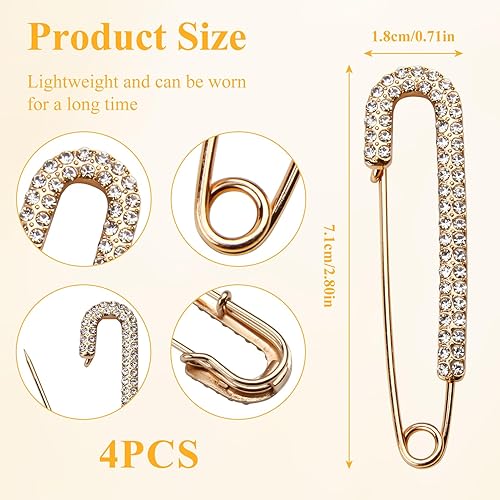 Miniatura 2 de 4 pines decorativos de seguridad con diamantes de imitación para ropa, broche de seguridad, broches de chal, broches de perlas de cristal sintético,