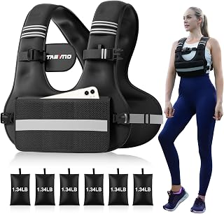 Adjustable Weighted Vest for Women Men, 6-12lb/12-20lb/20-32lb Comfort Fit - U-Shaped Ergonomic Weight Vest with 6 Removable Iron Sandbags, Large Front Mesh Pocket & Reflective Strips, Ideal for Running, Walking, Strength Training, HIIT, Cardio Workouts