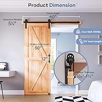 Vista 6 de EaseLife Kit de herrajes para manija y riel de puerta corrediza de granero de 5 pies, resistente, polea en J básica, se desliza suavemente