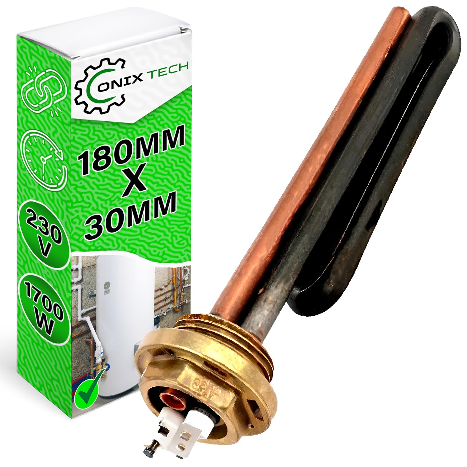 Resistenza Dello Scaldabagno per Caldaia 1700W 230V 180 mm - Garanzia di 5 Anni - ONIX TECH
