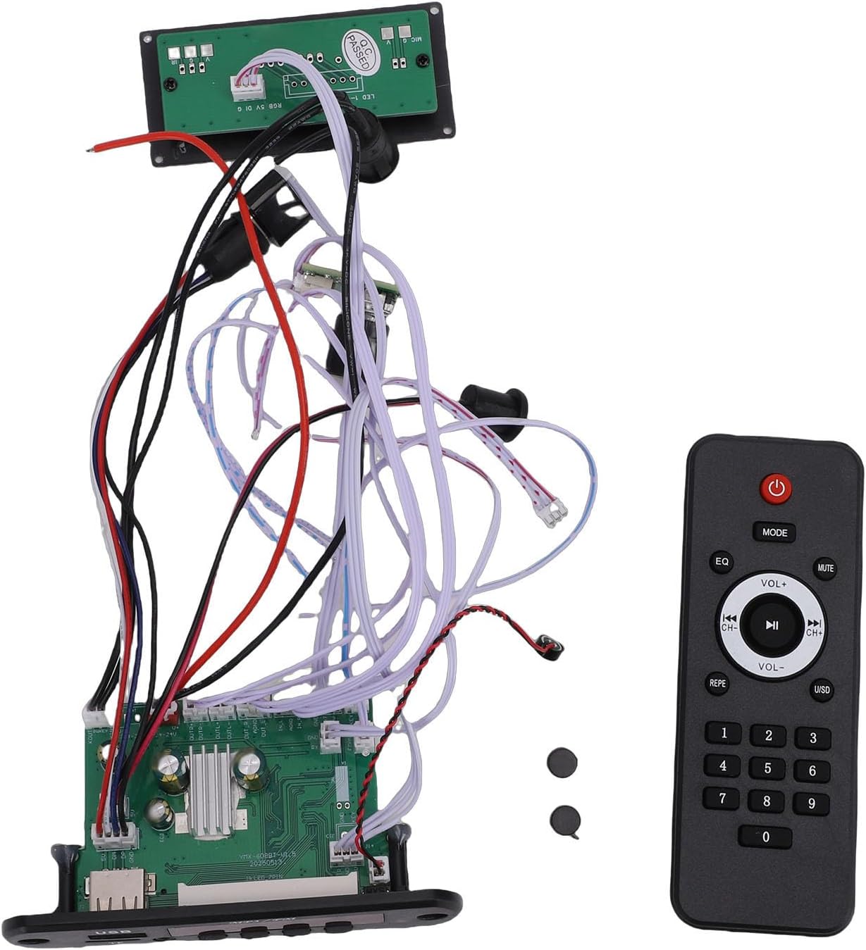 Yunseity Bluetooth Decoder Board, MP3 Player Decoder with RGB Light and, Support 45Wx2 Speakers, with 6 Modes Spectrum Light, for Music Playback and Hands Free Calling