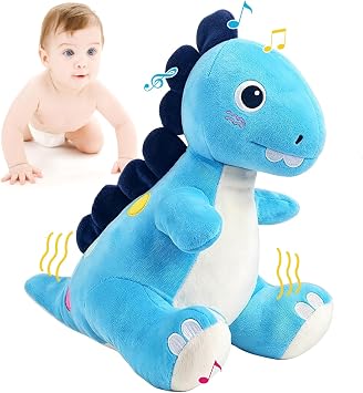 Baby Toys 6-12 Months, Dinosaur Musical Crawling Tummy Time Toy with Record & Replay, Sensory Toy for Babies 6 7 8 9 10 12 Months to Learn Crawl, Early Learning Gift for 1 2 3 Years Old