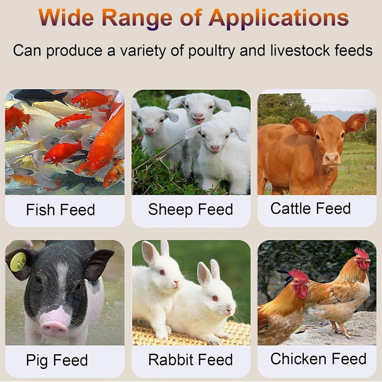 Molino de pellets para Aves de Corral, Molinillo de Alimentos, máquina para fabricar pellets, Molinillo de pienso para Pollo, Pato, Ganso y Conejo, 4 KW, 120 kg/h (2,5 mm)