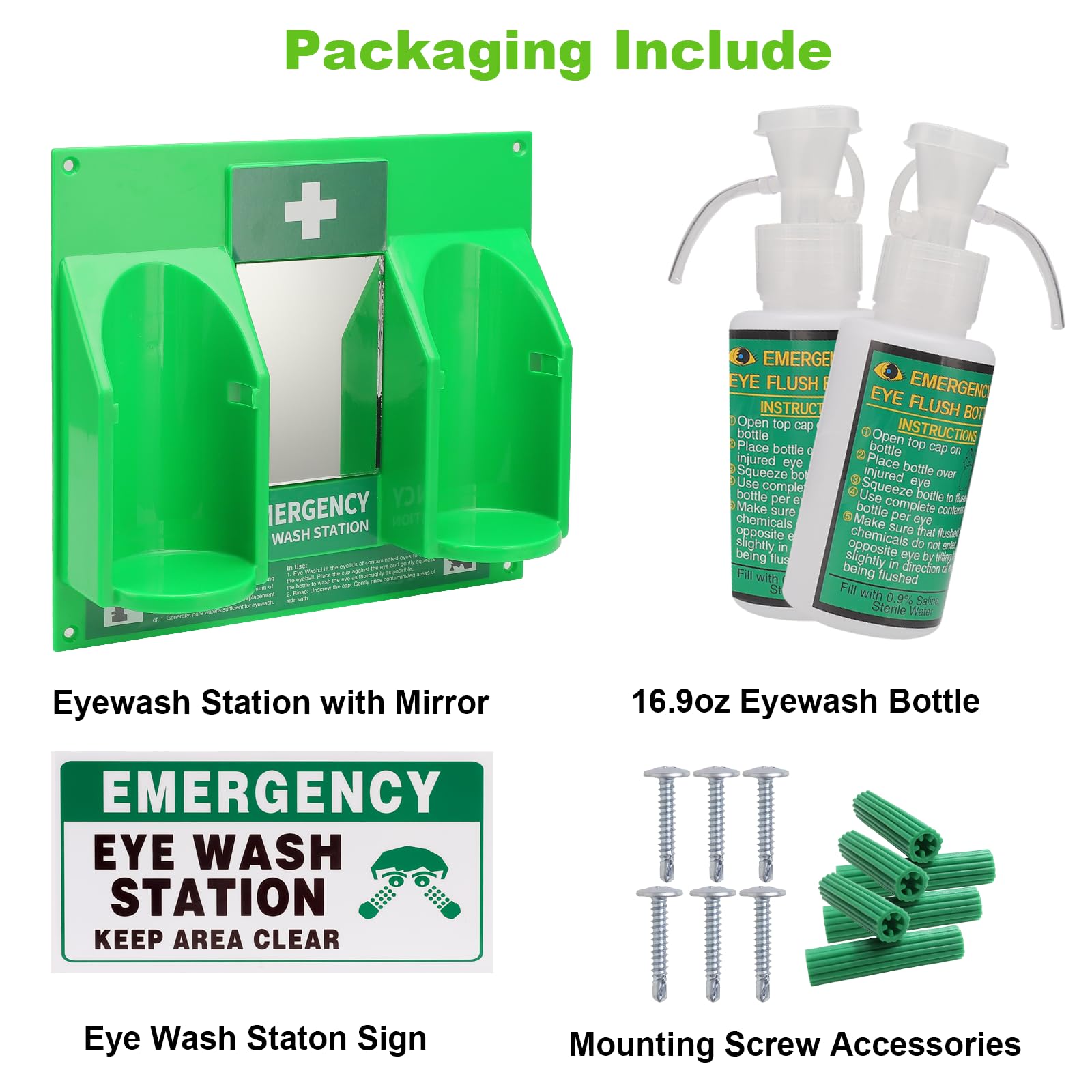 Botellas para enjuague de ojos portátiles (473 ml, 2 unidades, sin solución de enjuague para los ojos