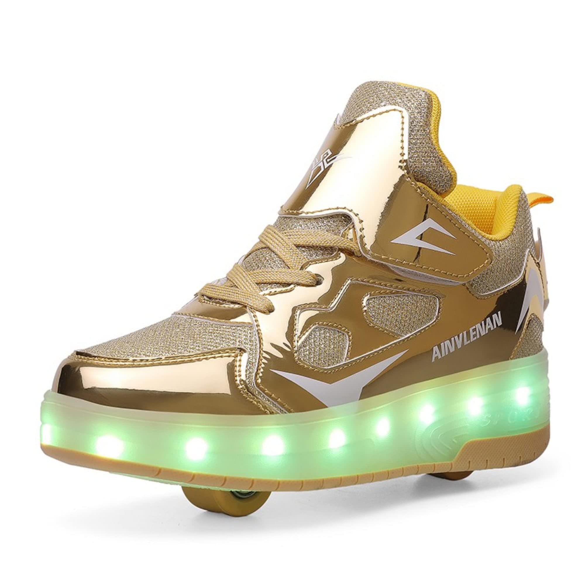 Sneaker per Bambini,Scarpe da Skateboard a Due Ruote,Luce a Cambio Colore Regolabile,Ricarica USB,universali per Ragazzi e Ragazze,Nero Rosa Oro Argento 27–40 EU