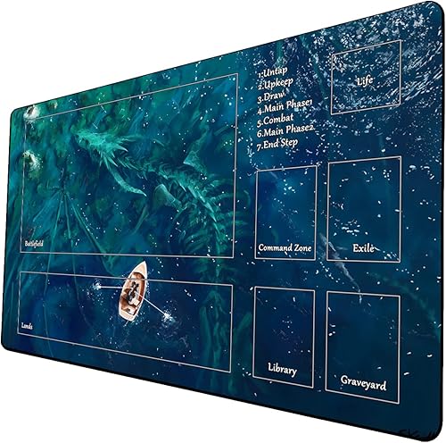 Miniatura 9 de MTG - Tapete de juego para MTG TCG de 24 x 14 pulgadas, tapete de juego entintado con bolsa de almacenamiento, superficie de goma lisa, juego de