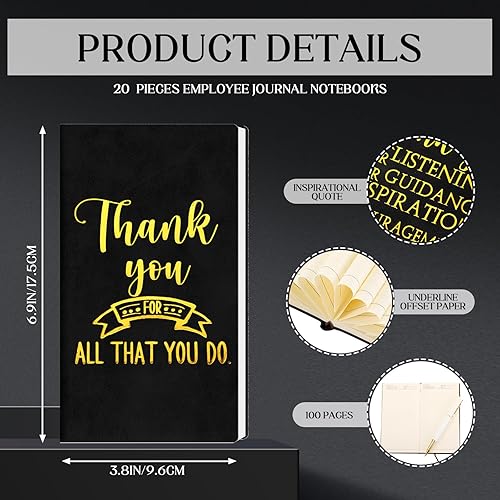 Miniatura 2 de Lincia 20 cuadernos de cuero inspiradores de agradecimiento a granel para el equipo de agradecimiento A6, diarios motivacionales de tapa dura, bloc
