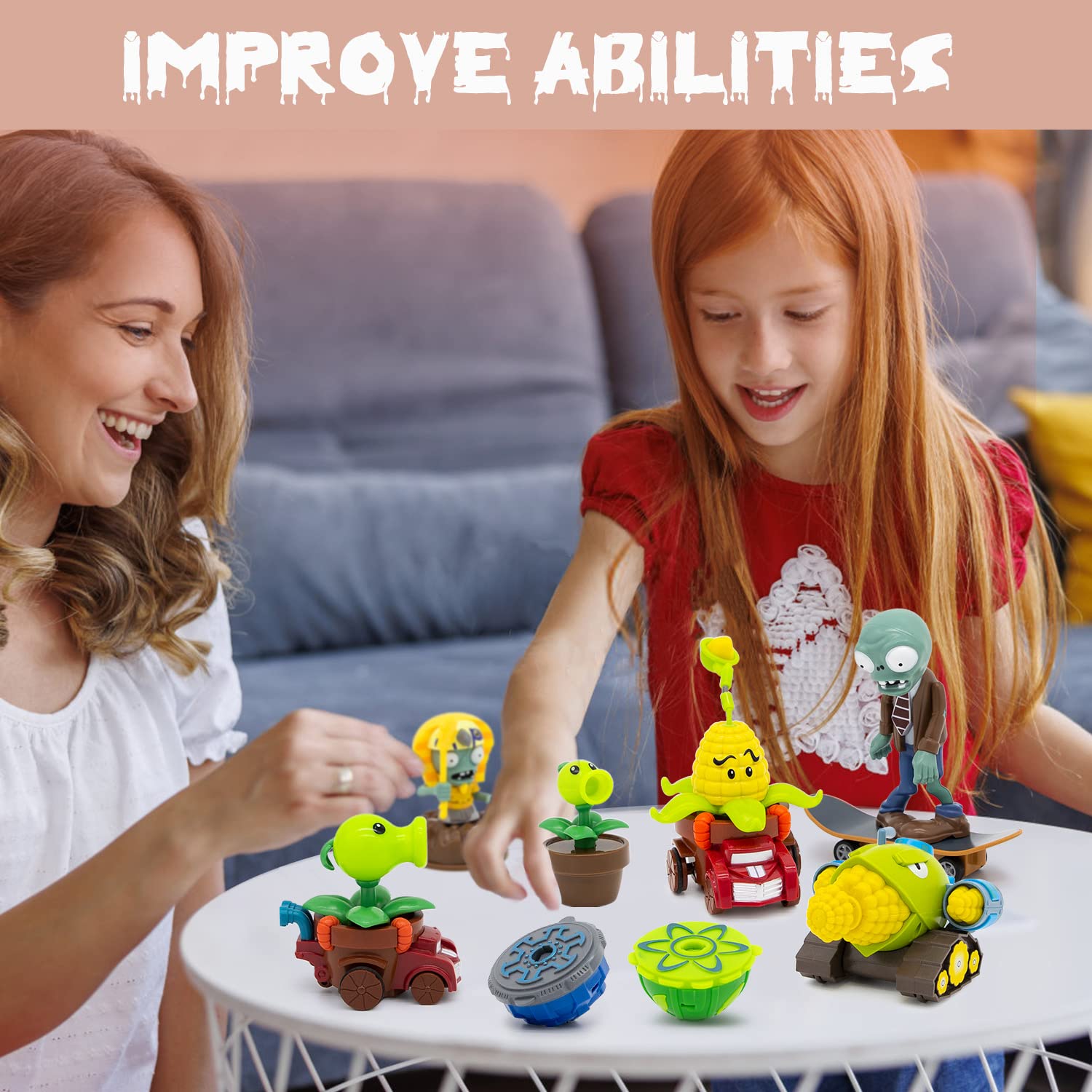 Maikerry PVZ Action Figures Set - Plants Vs Zombies Transforming Toys For Kids (5 Figures)