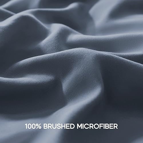 Miniatura 7 de Paquete de 2 sábanas bajeras de tamaño matrimonial súper suaves de 1800 hilos, de microfibra de doble cepillado, sin arrugas, bolsillo profundo de