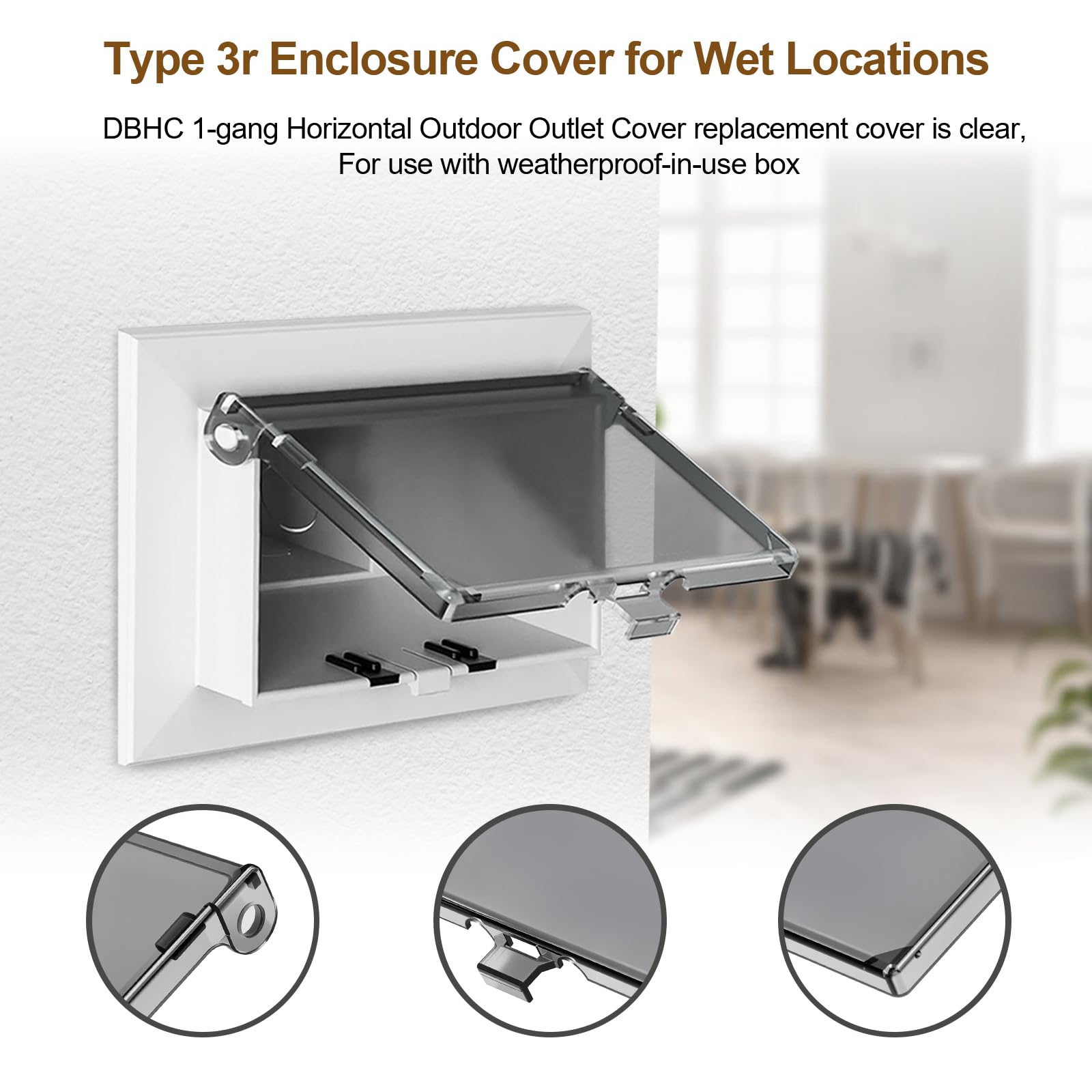 DBHC-1 Type 3r Enclosure Cover fit for Horizontal Outdoor Outlet Cover for Wet Locations, Electrical Box Replacement Cover fit for DBHS1C/DBHM/HR1C/DBHB1C in Box Electrical Outlet Box - 3PCS