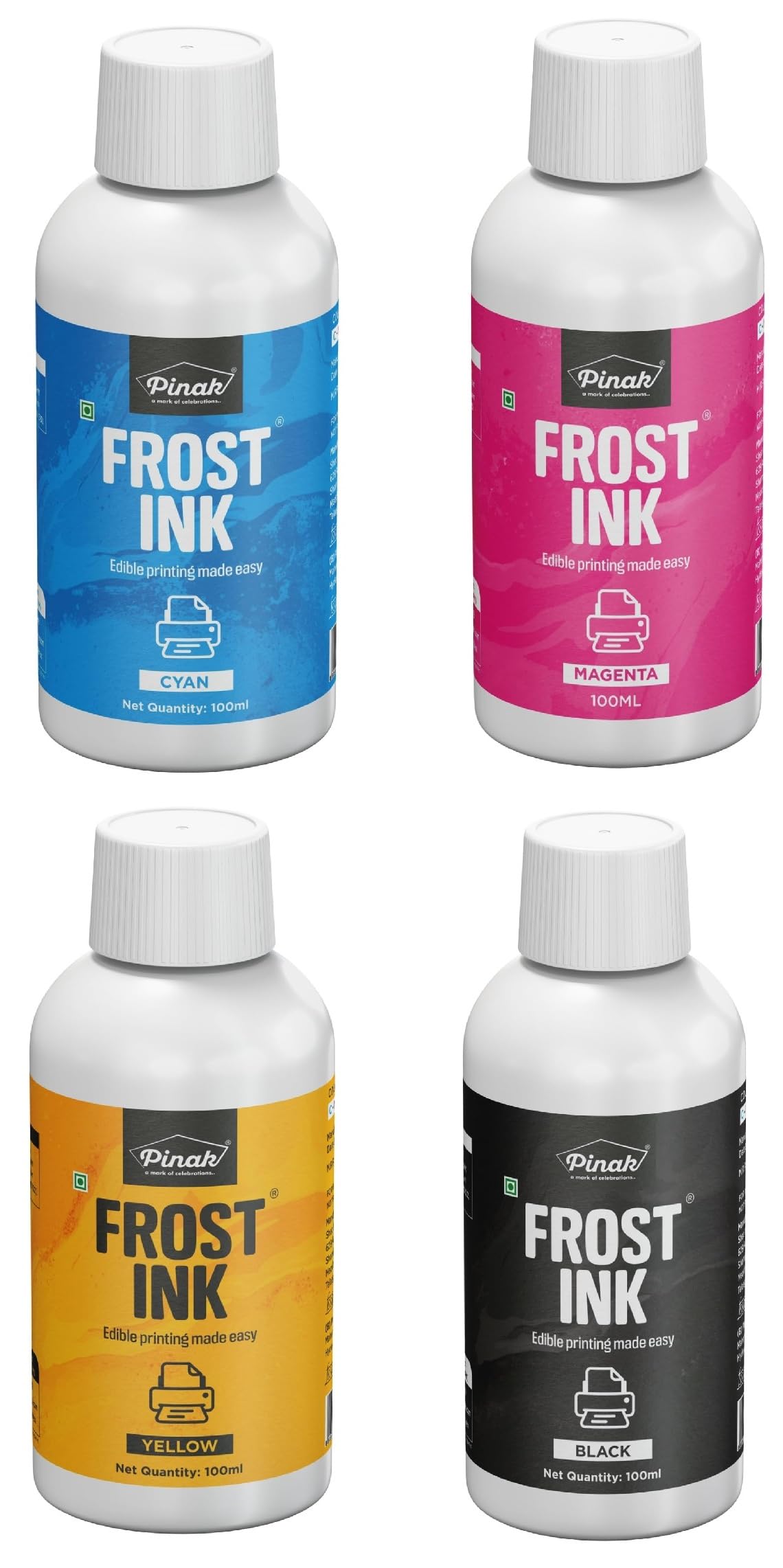 Frost Ink - Pack of 4 (C,M,Y,B) Premium Edible Solutions, 4x100ml (B0CCL1TKHX) Amazon Price History, Amazon Price Tracker